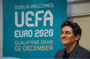 28 November 2018; Former Republic of Ireland midfielder Keith Andrews, Jessica Ziu of Republic of Ireland and Shelbourne, and Lord Mayor of Dublin Nial Ring brought the the iconic Henri Delaunay trophy to visit CBS Westland Row, to mark Dublin’s hosting of the UEFA EURO 2020 Qualifying Group Draw at the Convention Centre on Sunday, December 2nd. To celebrate the Qualifying Draw, Dublin City Council and the FAI will hold three ‘Street Legends’ community football events at Aughrim St Community Hall (Wednesday, November 28th), Mountjoy Square South (Thursday, November 29th) and Commons Street (Saturday, December 1st). The hosting of the Qualifying Draw will also coincide with the launch of the National Football Exhibition at the Printworks, Dublin Castle, which will open to the public on Sunday, December 2nd 2018. The Exhibition will be home to a number of elements with historical significance to Irish football. Four tournament games will be hosted at Dublin’s Aviva Stadium during UEFA EURO 2020, the largest sporting event to ever be hosted in the country. Pictured at CBS Westland Row is former Republic of Ireland midfielder Keith Andrews. Photo by Stephen McCarthy/Sportsfile