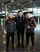 29 November 2018; Mayo players, from left, Andy Moran, David Clarke and Colm Boyle in attendance at Dublin Airport prior to their departure to the PwC All Stars tour in Philadelphia, USA. Photo by David Fitzgerald/Sportsfile