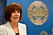 29 November 2018; Josepha Madigan, TD, Minister for Culture, Heritage and the Gaeltacht is delighted to announce that Hurling has been inscribed on the UNESCO Representative List of the Intangible Cultural Heritage of Humanity. At a meeting of the UNESCO Intergovernmental Committee for the Safeguarding of the Intangible Cultural Heritage in Mauritius on 28 November, Ireland’s nomination of Hurling was approved, thereby achieving international recognition of hurling as a key element of Ireland’s living heritage to be safeguarded for future generations. Speaking at the announcement of UNESCO Intangible Cultural Heritage Status for the game of Hurling and Camogie at Croke Park, Dublin, is Josepha Madigan, TD, Minister for Culture, Heritage and the Gaeltacht. Photo by Brendan Moran/Sportsfile