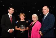 29 November 2018; Hall of Fame inductee Mary Purcell, second left, is presented with her award by, from from left, Minister Brendan Griffin, Georgina Drumm, President of Athletics Ireland & Jim Dowdall, Managing Director of Irish Life Health  during the Irish Life Health National Athletics Awards 2018 at the Crowne Plaza Hotel in Blanchardstown, Dublin. Photo by Eóin Noonan/Sportsfile