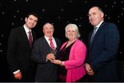 29 November 2018; Special Recognition award winner Frank Greally is presented with his award by, from left, Minister Brendan Griffin, Georgina Drumm, president of Athletics Ireland & Jim Dowdall, Managing Director at Irish Life Health during the Irish Life Health National Athletics Awards 2018 at the Crowne Plaza Hotel in Blanchardstown, Dublin. Photo by Eóin Noonan/Sportsfile