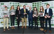 29 November 2018; Team manager James Kernan, centre, with Joanne Hurley from GAIN and HSI CEO Ronan Murphy with ftom left Ciaran Foley, Sarah Fitzgerald, Lucy Moreton, Isobel Hughes Kennedy, Rhys Williams during the Team Ireland Equestrian Medal Reception at Druids Glen Hotel in Co Wicklow. Photo by Matt Browne/Sportsfile