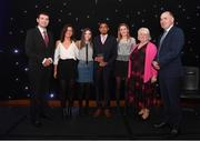 29 November 2018; Sarah Bates, Hannah Brown, Gregor Hossenny and Allie Hernandez of Clonliffe Harriers with the Club of the Year Award presented by, from left, Minister Brendan Griffin, Georgina Drumm, President of Athletics Ireland & Jim Dowdall, Managing Director Irish Life Health during the Irish Life Health National Athletics Awards 2018 at the Crowne Plaza Hotel in Blanchardstown, Dublin. Photo by Eóin Noonan/Sportsfile