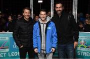 29 November 2018; Former Republic of Ireland international Wes Hoolahan, centre, was in attendance as Footballing legends Robert Pires, right, and Gaizka Mendieta were in Dublin to showcase their skills at the Street Legends Community Football Event on Mountjoy Square South. The Street Football Community Football event is a joint initiative by Dublin City Council and the Football Association of Ireland ahead of the UEFA EURO 2020 Qualifying Draw in the Convention Centre on Sunday, 2nd December. The Street Legends Community Football Events kicked off on Wednesday, November 28. Other key activations include: Street Legends Community Football, Saturday, December 1, 3pm to 6pm, Commons Street, Dublin 1 with Portuguese legends Nuno Gomes and Vítor Baía. National Football Exhibition, Sunday, December 2 to Sunday, December 9, 11am-7pm, The Printworks, Dublin Castle Both events are free to attend and open to all ages and abilities. Photo by Stephen McCarthy/Sportsfile