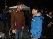 29 November 2018; Former Republic of Ireland international Wes Hoolahan, right, and North East Inner City Initiative Sports Engagement manager, and Dublin footballer, Michael Darragh Macauley in attendance as footballing legends Robert Pirès and Gaizka Mendieta were in Dublin to showcase their skills at the Street Legends Community Football Event on Mountjoy Square South. The Street Football Community Football event is a joint initiative by Dublin City Council and the Football Association of Ireland ahead of the UEFA EURO 2020 Qualifying Draw in the Convention Centre on Sunday, 2nd December. The Street Legends Community Football Events kicked off on Wednesday, November 28. Other key activations include: Street Legends Community Football, Saturday, December 1, 3pm to 6pm, Commons Street, Dublin 1 with Portuguese legends Nuno Gomes and Vítor Baía. National Football Exhibition, Sunday, December 2 to Sunday, December 9, 11am-7pm, The Printworks, Dublin Castle Both events are free to attend and open to all ages and abilities. Photo by Stephen McCarthy/Sportsfile