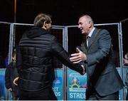 29 November 2018; Lord Mayor of Dublin Nial Ring and footballing legend Gaizka Mendieta were in Dublin to showcase their skills at the Street Legends Community Football Event on Mountjoy Square South. The Street Football Community Football event is a joint initiative by Dublin City Council and the Football Association of Ireland ahead of the UEFA EURO 2020 Qualifying Draw in the Convention Centre on Sunday, 2nd December. The Street Legends Community Football Events kicked off on Wednesday, November 28. Other key activations include: Street Legends Community Football, Saturday, December 1, 3pm to 6pm, Commons Street, Dublin 1 with Portuguese legends Nuno Gomes and Vítor Baía. National Football Exhibition, Sunday, December 2 to Sunday, December 9, 11am-7pm, The Printworks, Dublin Castle Both events are free to attend and open to all ages and abilities. Photo by Stephen McCarthy/Sportsfile