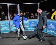 29 November 2018; Former Republic of Ireland international Wes Hoolahan and Lord Mayor of Dublin Nial Ring in attendance as footballing legends Robert Pirès and Gaizka Mendieta were in Dublin to showcase their skills at the Street Legends Community Football Event on Mountjoy Square South. The Street Football Community Football event is a joint initiative by Dublin City Council and the Football Association of Ireland ahead of the UEFA EURO 2020 Qualifying Draw in the Convention Centre on Sunday, 2nd December. The Street Legends Community Football Events kicked off on Wednesday, November 28. Other key activations include: Street Legends Community Football, Saturday, December 1, 3pm to 6pm, Commons Street, Dublin 1 with Portuguese legends Nuno Gomes and Vítor Baía. National Football Exhibition, Sunday, December 2 to Sunday, December 9, 11am-7pm, The Printworks, Dublin Castle Both events are free to attend and open to all ages and abilities. Photo by Stephen McCarthy/Sportsfile