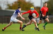 31 October 2018; Sean Horan of North East Area is tackled by Stephen Ryan of Metropolitan Area during the U16s 2nd Round Shane Horgan Cup match between North East Area and Metropolitan Area at Ashbourne RFC in Ashbourne, Co Meath. Photo by Piaras Ó Mídheach/Sportsfile