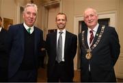 30 November 2018; John Delaney, CEO, Football Association of Ireland, left, UEFA President Aleksander Ceferin, centre, and Lord Mayor of Dublin Nial Ring, in attendance at a EURO88 Republic of Ireland squad reception at the Mansion House in Dublin. Photo by Stephen McCarthy/Sportsfile