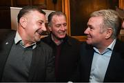 30 November 2018; Former Republic of Ireland internationals, from left, John Aldridge, Liam O'Brien, and Ray Houghton, in attendance at a EURO88 Republic of Ireland squad reception at the Mansion House in Dublin. Photo by Stephen McCarthy/Sportsfile