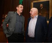 30 November 2018; Former Republic of Ireland internationals Tony Cascarino, left, and Tony Galvin in attendance at a EURO88 Republic of Ireland squad reception at the Mansion House in Dublin. Photo by Stephen McCarthy/Sportsfile
