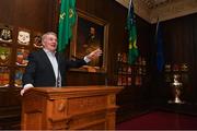 30 November 2018; Former Republic of Ireland international Ray Houghton speaks at a EURO88 Republic of Ireland squad reception at the Mansion House in Dublin. Photo by Stephen McCarthy/Sportsfile