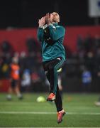 30 November 2018; Keith Earls of Munster warms up prior to the Guinness PRO14 Round 10 match between Munster and Edinburgh at Irish Independent Park in Cork. Photo by Diarmuid Greene/Sportsfile