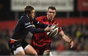 30 November 2018; Nathan Fowles of Edinburgh in action against Peter O'Mahony of Munster during the Guinness PRO14 Round 10 match between Munster and Edinburgh at Irish Independent Park in Cork. Photo by Diarmuid Greene/Sportsfile