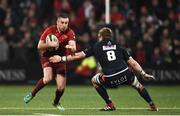 30 November 2018; JJ Hanrahan of Munster is tackled by Luke Hamilton of Edinburgh during the Guinness PRO14 Round 10 match between Munster and Edinburgh at Irish Independent Park in Cork. Photo by Diarmuid Greene/Sportsfile