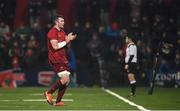 30 November 2018; Peter O'Mahony of Munster applauds supporters as he is substituted during the Guinness PRO14 Round 10 match between Munster and Edinbugh at Irish Independent Park in Cork. Photo by Diarmuid Greene/Sportsfile