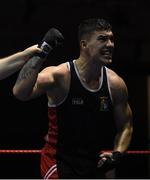 30 November 2018; Gytis Lisinskas of Celtic Eagles, celebrates after defeating Dean Scullion of Loughshore during their 91kg+ final bout during the IABA National Senior Championships at the National Stadium in Dublin. Photo by Harry Murphy/Sportsfile
