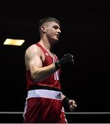 30 November 2018; Daniel O’Brien of St Bernadettes, celebrates after defeating Martin J Mongan of Ennis during their 91kg final bout during the IABA National Senior Championships at the National Stadium in Dublin. Photo by Harry Murphy/Sportsfile