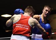 30 November 2018; Kevin Kehoe of Marble City, left, in action against Tommy Hyde of Mayfield during their 81kg final bout during the IABA National Senior Championships at the National Stadium in Dublin. Photo by Harry Murphy/Sportsfile
