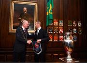 30 November 2018; UEFA President Aleksander Ceferin makes a presentation to Lord Mayor of Dublin Nial Ring at a EURO88 Republic of Ireland squad reception at the Mansion House in Dublin. Photo by Stephen McCarthy/Sportsfile