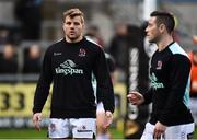 1 December 2018; Jordi Murphy, left, and John Cooney of Ulster the Guinness PRO14 Round 10 match between Ulster and Cardiff Blues at Kingspan Stadium in Belfast. Photo by Oliver McVeigh/Sportsfile