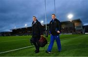 1 December 2018; Leinster Head of Rugby Operations Guy Easterby, left, and head coach Leo Cullen arrive ahead of the Guinness PRO14 Round 10 match between Dragons and Leinster at Rodney Parade in Newport, Wales. Photo by Ramsey Cardy/Sportsfile