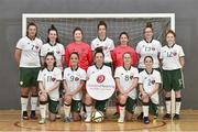 1 December 2018; Members of the Irish Deaf Women's Futsal Team, back row, from left, Catherine Grier, Emma Barrow, Denise Doran, Emma O'Higgins, Jade Kavanagh, Beth Kelly, Helen Ward, front row, from left, Shauna Hamilton, Sabrina Hanley, team captain Laura Clarke, Rebekah Grant and Kirsten Kelly during the Irish Deaf Women's Futsal Team at Swan Leisure Centre in Rathmines, Dublin. Photo by Matt Browne/Sportsfile