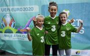 1 December 2018; Faith O'Brien, aged 10, Jenny-Jo Caffrey, aged 10 and Lana Gibbons, aged 10, in attendance as Portuguese footballing legends Luis Figo, Nuno Gomes and Vítor Baía were in Dublin to showcase their skills at the Street Legends Community Football Event on Commons Street. The Street Football Community Football event is a joint initiative by Dublin City Council and the Football Association of Ireland ahead of the UEFA EURO 2020 Qualifying Draw in the Convention Centre on Sunday, 2nd December. The Street Legends Community Football Events kicked off on Wednesday, November 28. Other key activations include: Street Legends Community Football, Saturday, December 1, 3pm to 6pm, Commons Street, Dublin 1 with Portuguese legends Nuno Gomes and Vítor Baía. National Football Exhibition, Sunday, December 2 to Sunday, December 9, 11am-7pm, The Printworks, Dublin Castle Both events are free to attend and open to all ages and abilities. Photo by Sam Barnes/Sportsfile