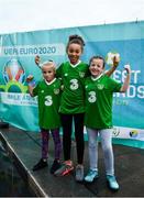 1 December 2018; Faith O'Brien, aged 10, Jenny-Jo Caffrey, aged 10 and Lana Gibbons, aged 10, in attendance as Portuguese footballing legends Luis Figo, Nuno Gomes and Vítor Baía were in Dublin to showcase their skills at the Street Legends Community Football Event on Commons Street. The Street Football Community Football event is a joint initiative by Dublin City Council and the Football Association of Ireland ahead of the UEFA EURO 2020 Qualifying Draw in the Convention Centre on Sunday, 2nd December. The Street Legends Community Football Events kicked off on Wednesday, November 28. Other key activations include: Street Legends Community Football, Saturday, December 1, 3pm to 6pm, Commons Street, Dublin 1 with Portuguese legends Nuno Gomes and Vítor Baía. National Football Exhibition, Sunday, December 2 to Sunday, December 9, 11am-7pm, The Printworks, Dublin Castle Both events are free to attend and open to all ages and abilities. Photo by Sam Barnes/Sportsfile