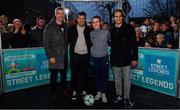 1 December 2018;  Republic of Ireland internatonal Niamh Farrelly, second from right, and Portuguese footballing legends, from left, Vítor Baía, Luís Figo and Nuno Gomes were in Dublin to showcase their skills at the Street Legends Community Football Event on Commons Street. The Street Football Community Football event is a joint initiative by Dublin City Council and the Football Association of Ireland ahead of the UEFA EURO 2020 Qualifying Draw in the Convention Centre on Sunday, 2nd December. The Street Legends Community Football Events kicked off on Wednesday, November 28. Other key activations include: Street Legends Community Football, Saturday, December 1, 3pm to 6pm, Commons Street, Dublin 1 with Portuguese legends Nuno Gomes and Vítor Baía. National Football Exhibition, Sunday, December 2 to Sunday, December 9, 11am-7pm, The Printworks, Dublin Castle Both events are free to attend and open to all ages and abilities. Photo by Sam Barnes/Sportsfile