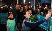 1 December 2018; Portugal supporter Afonso Silva, aged 8, and Republic of Ireland supporter Jenny-Jo Caffrey, aged 10, with Republic of Ireland international Niamh Farrelly, centre, and Portuguese footballing legends, from left, Vítor Baía, Nuno Gomes and Luís Figo who were in Dublin to showcase their skills at the Street Legends Community Football Event on Commons Street. The Street Football Community Football event is a joint initiative by Dublin City Council and the Football Association of Ireland ahead of the UEFA EURO 2020 Qualifying Draw in the Convention Centre on Sunday, 2nd December. The Street Legends Community Football Events kicked off on Wednesday, November 28. Other key activations include: Street Legends Community Football, Saturday, December 1, 3pm to 6pm, Commons Street, Dublin 1 with Portuguese legends Nuno Gomes and Vítor Baía. National Football Exhibition, Sunday, December 2 to Sunday, December 9, 11am-7pm, The Printworks, Dublin Castle Both events are free to attend and open to all ages and abilities. Photo by Sam Barnes/Sportsfile