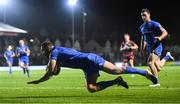 1 December 2018; Dave Kearney of Leinster dives over to score his side's first try during the Guinness PRO14 Round 10 match between Dragons and Leinster at Rodney Parade in Newport, Wales. Photo by Ramsey Cardy/Sportsfile
