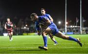 1 December 2018; Dave Kearney of Leinster dives over to score his side's first try during the Guinness PRO14 Round 10 match between Dragons and Leinster at Rodney Parade in Newport, Wales. Photo by Ramsey Cardy/Sportsfile