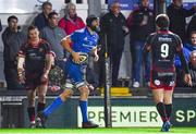 1 December 2018; Scott Fardy of Leinster celebrates after scoring his side's third try during the Guinness PRO14 Round 10 match between Dragons and Leinster at Rodney Parade in Newport, Wales. Photo by Ramsey Cardy/Sportsfile