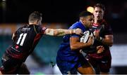 1 December 2018; Adam Byrne of Leinster is tackled by Hallam Amos of Dragons during the Guinness PRO14 Round 10 match between Dragons and Leinster at Rodney Parade in Newport, Wales. Photo by Ramsey Cardy/Sportsfile