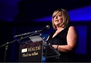 1 December 2018; LGFA President Marie Hickey speaking during the TG4 Ladies Football All Stars Awards 2018, in association with Lidl, at the Citywest Hotel in Dublin. Photo by Brendan Moran/Sportsfile
