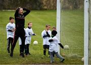 2 December 2018; PwC All Star footballer Andy Moran of Mayo reacts as a 'penalty kick' beats the goalkeeper while he was with members of the Philadelphia GAA Club during a Coaching Session as part of the PwC All Stars Football tour at Philadelphia GAA Club in Limerick Field, Longview Rd, Pottstown, Philadelphia, PA, USA. Photo by Ray McManus/Sportsfile