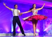 1 December 2018; Jake Carter perform with his Dancing With The Stars partner Karen Byrne during the TG4 Ladies Football All Stars Awards 2018, in association with Lidl, at the Citywest Hotel in Dublin. Photo by Brendan Moran/Sportsfile