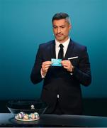 2 December 2018; Former Portugal international Vítor Baía draws out Georgia during the UEFA EURO2020 Qualifying Draw at the Convention Centre in Dublin. Photo by Sam Barnes/Sportsfile
