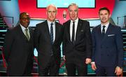 2 December 2018; From left, Republic of Ireland assistant coach Terry Connor, Republic of Ireland manager Mick McCarthy, John Delaney, CEO, Football Association of Ireland and Republic of Ireland assistant coach Robbie Keane following the UEFA EURO2020 Qualifying Draw at the Convention Centre in Dublin. (Photo by Stephen McCarthy / UEFA via Sportsfile)