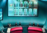 2 December 2018; A general view of the panel and groups following the UEFA EURO2020 Qualifying Draw at the Convention Centre in Dublin. Photo by Sam Barnes/Sportsfile