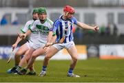2 December 2018; Niall McMorrow of Ballyboden St Enda's in action against Evan Shefflin, left, and Eoin Cody of Ballyhale Shamrocks during the AIB Leinster GAA Hurling Senior Club Championship Final match Ballyboden St Enda's and Ballyhale Shamrocks at Netwatch Cullen Park in Carlow. Photo by Piaras Ó Mídheach/Sportsfile