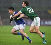 2 December 2018; Shane Carey of Scotstown in action against Eamonn McGee of Gaoth Dobhair during the AIB Ulster GAA Football Senior Club Championship Final match between Gaoth Dobhair and Scotstown at Healy Park in Tyrone. Photo by Oliver McVeigh/Sportsfile