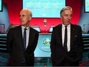 2 December 2018; Republic of Ireland manager Mick McCarthy, left, and John Delaney, CEO, Football Association of Ireland following the UEFA EURO2020 Qualifying Draw at the Convention Centre in Dublin. (Photo by Stephen McCarthy / UEFA via Sportsfile)