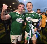 2 December 2018; Daire O'Baoill,left, and Neil McGee of Gaoth Dobhair celebrate with the Seamus McFerran cup after the AIB Ulster GAA Football Senior Club Championship Final match between Gaoth Dobhair and Scotstown at Healy Park in Tyrone. Photo by Oliver McVeigh/Sportsfile