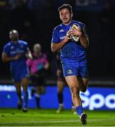 1 December 2018; Hugo Keenan of Leinster on his way to scoring a try during the Guinness PRO14 Round 10 match between Dragons and Leinster at Rodney Parade in Newport, Wales. Photo by Ramsey Cardy/Sportsfile