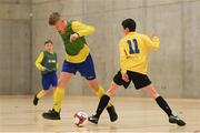 4 December 2018; Jonathan Houlihan of St. Louis Community School, Kiltimagh, Mayo in action against Jamie Hoey of St. Mary's Diocesan School, Drogheda, Louth during the Post-Primary Schools National Futsal Finals match between St. Louis Community School, Kiltimagh, Mayo and St. Mary's Diocesan School, Drogheda, Louth at Waterford IT Sports Arena in Waterford. Photo by Eóin Noonan/Sportsfile