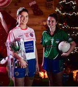 4 December 2018; Captains, Sarah Murphy of Clontarf, left, with the Ladies All-Ireland Intermediate Club Trophy and Nicole Rooney of Emmet Óg during the 2018 All-Ireland Ladies Club Football Finals Captains Day at Croke Park in Dublin. Photo by David Fitzgerald/Sportsfile