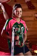 4 December 2018; Amy Turpin, captain of Glanmire, with the Ladies All-Ireland Junior Club Championship Perpetual Cup during the 2018 All-Ireland Ladies Club Football Finals Captains Day at Croke Park in Dublin. Photo by David Fitzgerald/Sportsfile