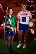 4 December 2018; Captains, Nicole Rooney of Emmet Óg, left, with the Ladies All-Ireland Intermediate Club Trophy and Sarah Murphy of Clontarf during the 2018 All-Ireland Ladies Club Football Finals Captains Day at Croke Park in Dublin. Photo by David Fitzgerald/Sportsfile